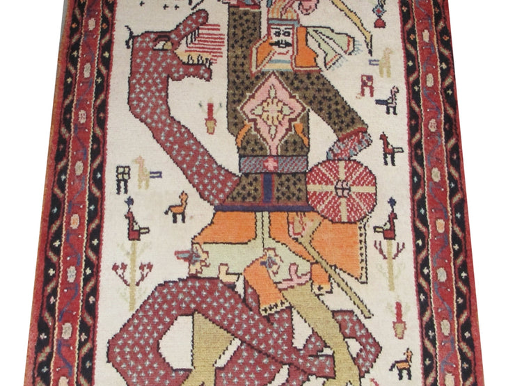 6' x 4' Ivory Persian Hamadan Rug