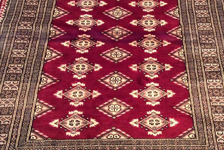 Luxurious 4x6 Authentic Hand Knotted Wool & Silk Jaldar Bokhara Rug - Pakistan - bestrugplace