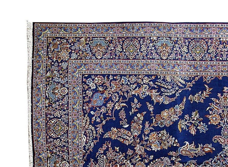 SIGNED 11x16 NAVY BLUE Authentic Persian Kashan Rug PERFECT QUALITY- Iran 80162 - bestrugplace