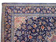 11' x 14' Cobalt Blue Persian Isfahan Rug