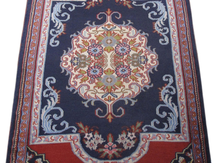 2' x 3' Navy Blue Persian Kashan Rug