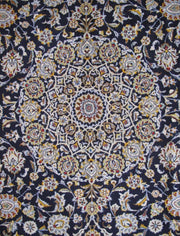 10x13.9 Navy Blue Perfect Persian Signed Kashan Arbabi Rug - Iran 81262 - bestrugplace