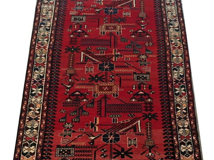 4x10 Authentic Hand-knotted Persian Hamadan Rug - Iran - bestrugplace