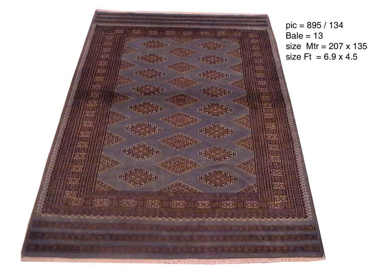 Radiant 4x7 Authentic Handmade Wool & Silk Jaldar Bokhara Rug - Pakistan - bestrugplace