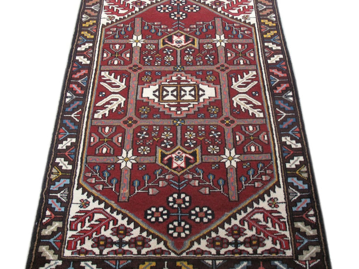 3' x 4' Red Persian Hamadan Rug