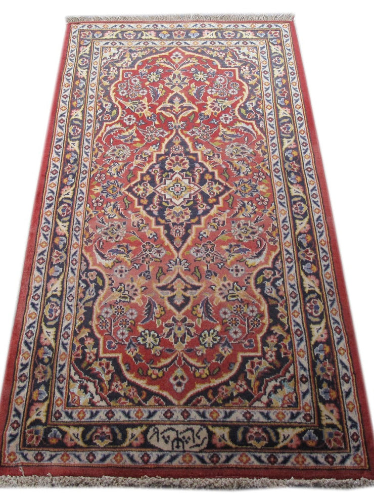 2' x 4' Red Persian Kashan Rug