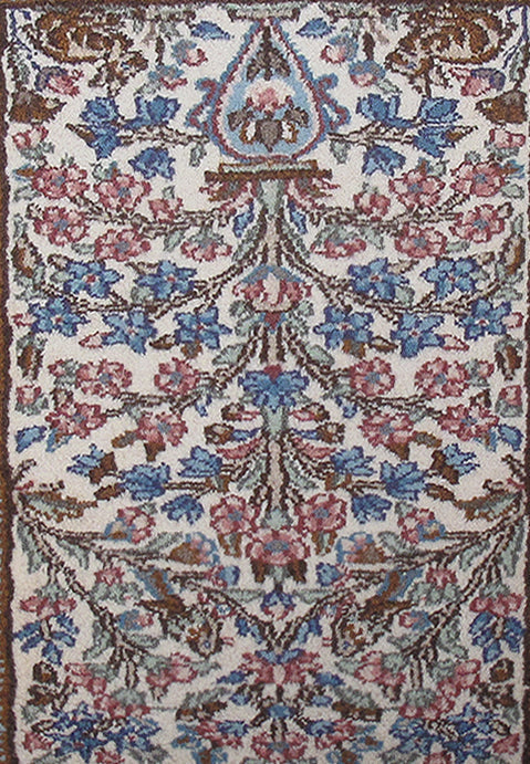 3' x 3' Ivory Persian Hamadan Rug