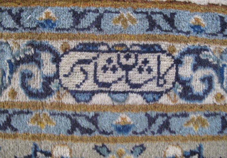 IVORY BLUE 11x18 Authentic Persian Signed Kashan Perfect quality Rug - Iran 82295 - bestrugplace