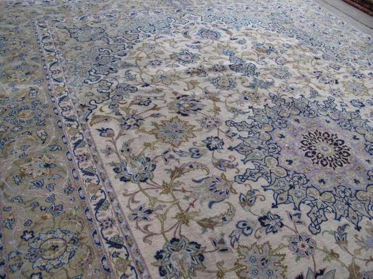 10x13 IVORY Authentic Persian Kashan Rug - PERFECT Iran 82210 - bestrugplace