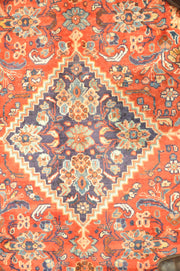 10' x 14' Semi Antique Persian Herati Mahal Rug Tomato Red