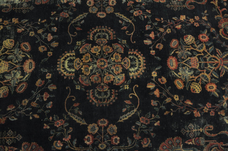 11x18 Antique Persian Kermanshah Lavar Rug Dark Blue Minor wear- Iran 79949 - bestrugplace