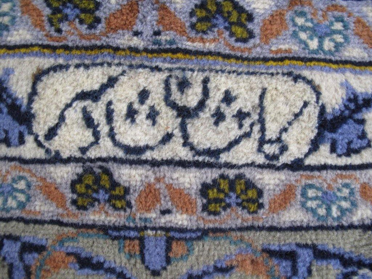 10x14 IVORY BLUE Persian Signed Kashan Rug - Iran 81223 - bestrugplace