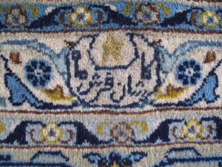 11x14 LIGHT GREEN Persian Signed Kashan QUALITY Rug - Iran 82262 - bestrugplace