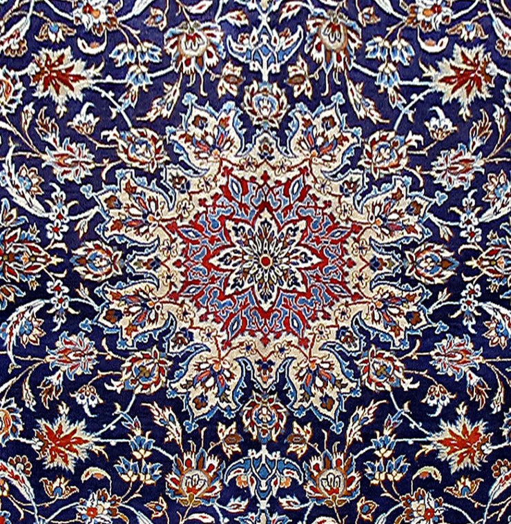 11' x 14' Cobalt Blue Persian Isfahan Rug