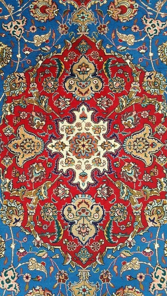 TORQOUISE BLUE 10x13 Authentic Hand Knotted Persian Tabriz Rug - Iran - bestrugplace