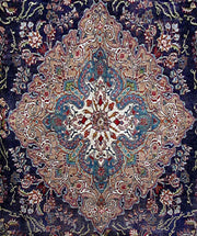 10' x 13' Navy Blue Persian Tabriz Rug