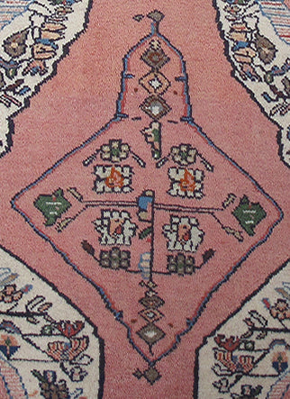 3' x 2' Salmon Persian Sarouk Rug