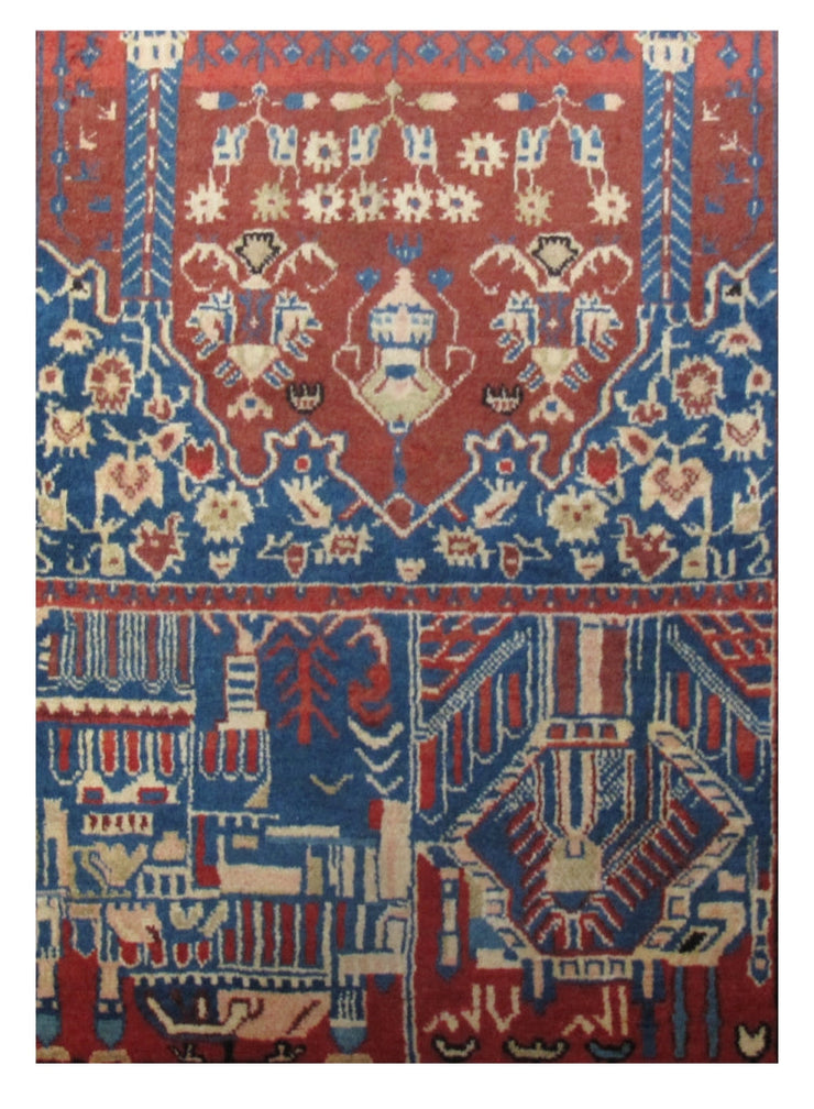 3' x 3' Red Persian Hamadan Rug