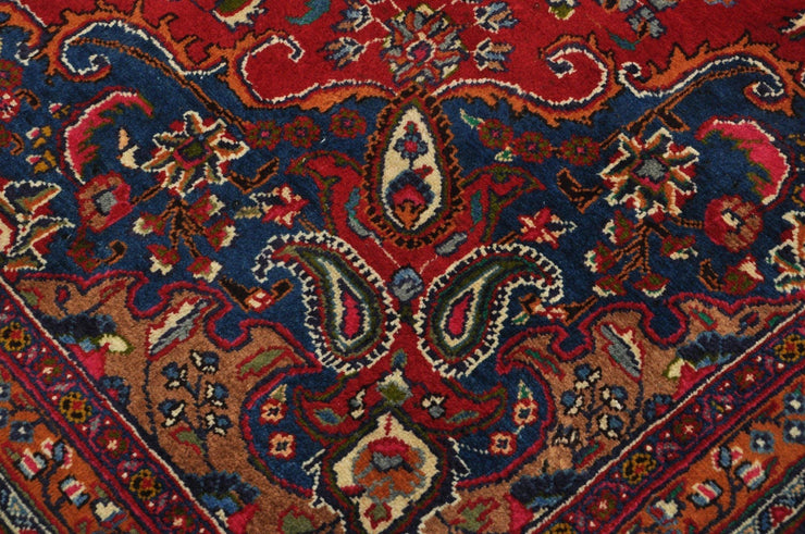 10x13 RED BLUE Persian MASHAD Rug 78892 - bestrugplace