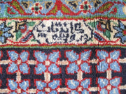 NAVY BLUE GEORMETRIC Authentic Hand-knotted Persian Signed Isfahan Rug - Iran 82342 - bestrugplace