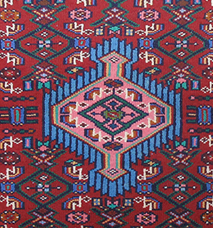 3' x 2' Red Persian Hamadan Rug