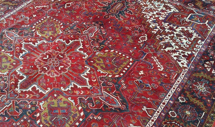 10' x 12' Authentic Hand Knotted Persian Heriz Rug - Iran - bestrugplace