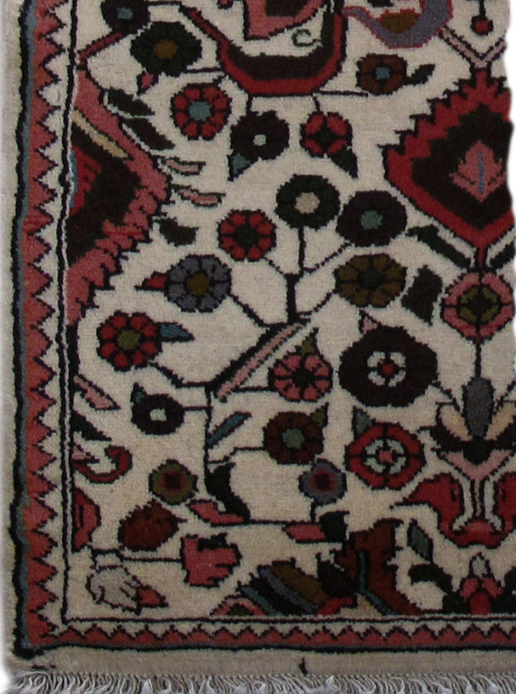 3' x 3' Ivory Persian Hamadan Rug