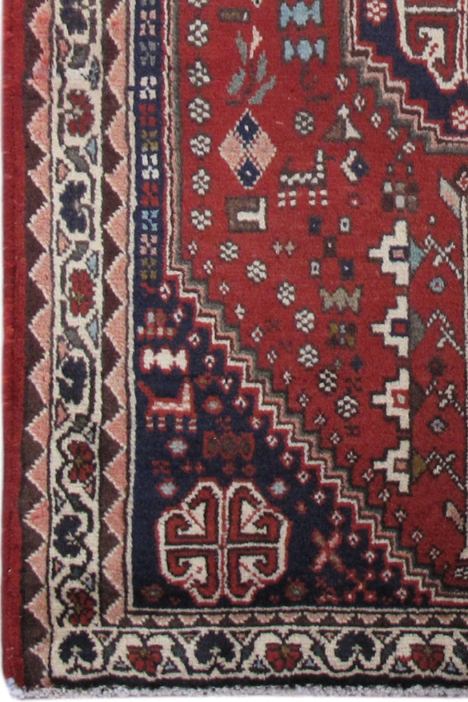 3' x 3' Red Persian Abadeh Rug