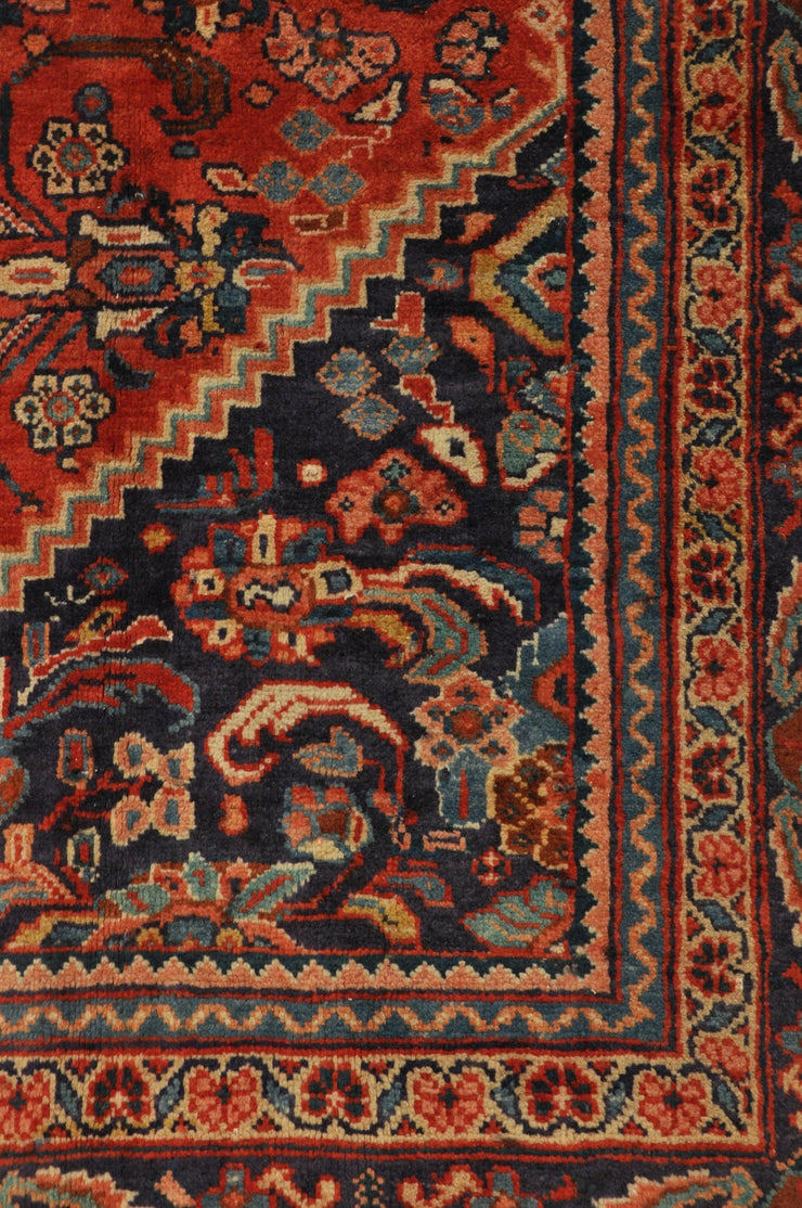 10' x 14' Semi Antique Persian Herati Mahal Rug Tomato Red