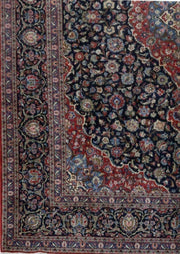 SIGNED 10x13 NAVY BLUE PERFECT QUALITY Persian Kashan Rug - Iran 81176 - bestrugplace