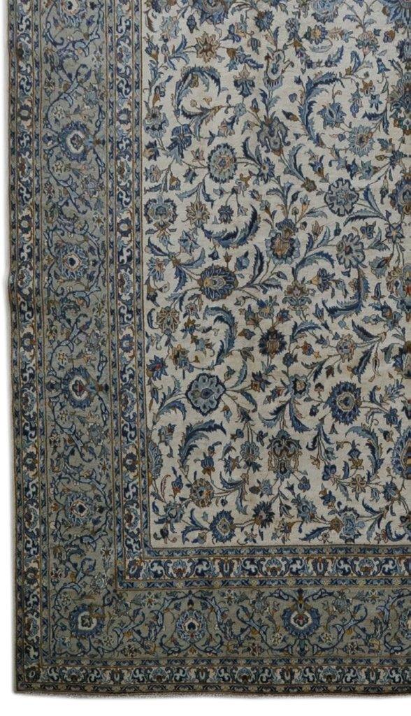 IVORY BLUE 11x18 Authentic Persian Signed Kashan Perfect quality Rug - Iran 82295 - bestrugplace