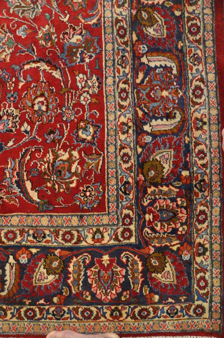 10x14 Pre owned Persian Kashan Mashad Rug RED IRAN 7888 - bestrugplace