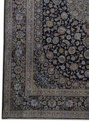 10x13.9 Navy Blue Perfect Persian Signed Kashan Arbabi Rug - Iran 81262 - bestrugplace