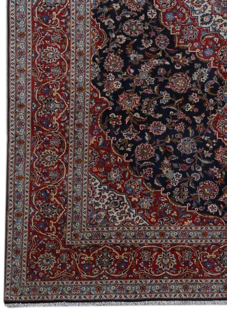 10x14 SIGNED GHTOBI Authentic Persian Kashan Rug BLUE RED Iran 81257 - bestrugplace