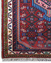 3' x 2' Red Persian Hamadan Rug