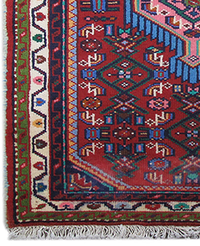 3' x 2' Red Persian Hamadan Rug