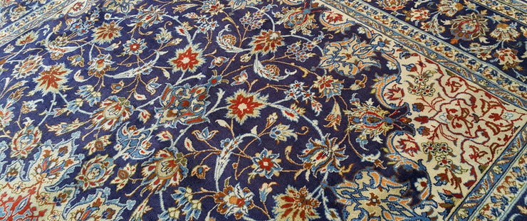 11' x 14' Cobalt Blue Persian Isfahan Rug