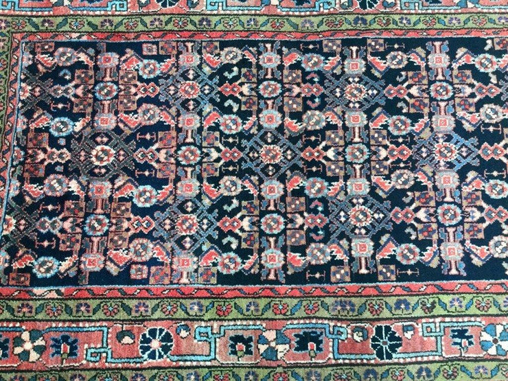 4x13 Authentic Hand Knotted Persian Hamadan Rug - Iran - bestrugplace