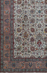 11x16 Signed Persian Tabriz Rug Ivory/ Pink - Iran 82274 - bestrugplace