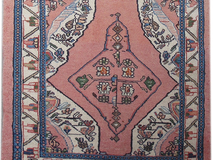 3' x 2' Salmon Persian Sarouk Rug