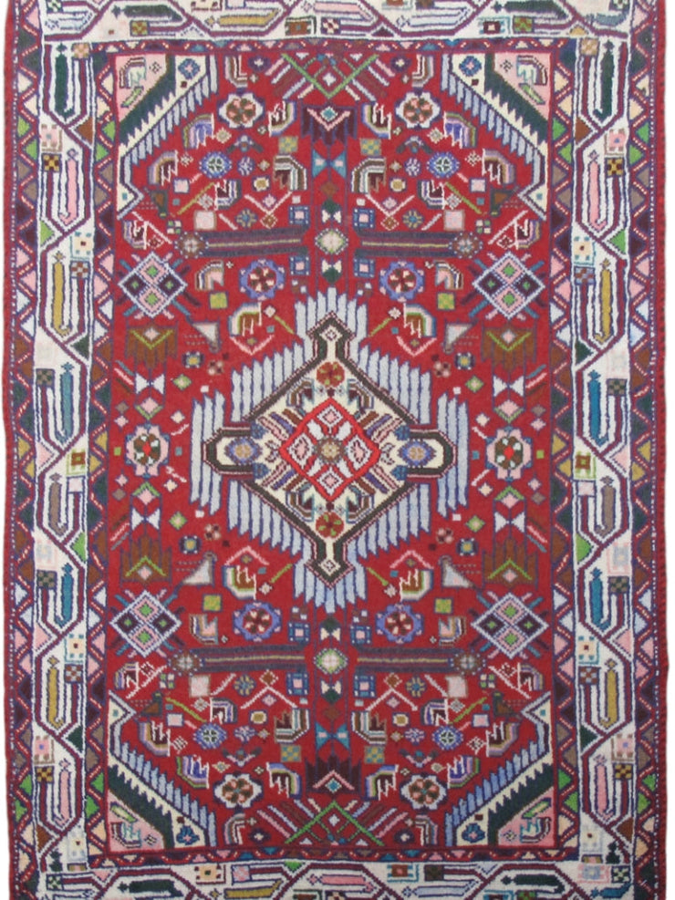 3' x 4' Red Persian Hamadan Rug