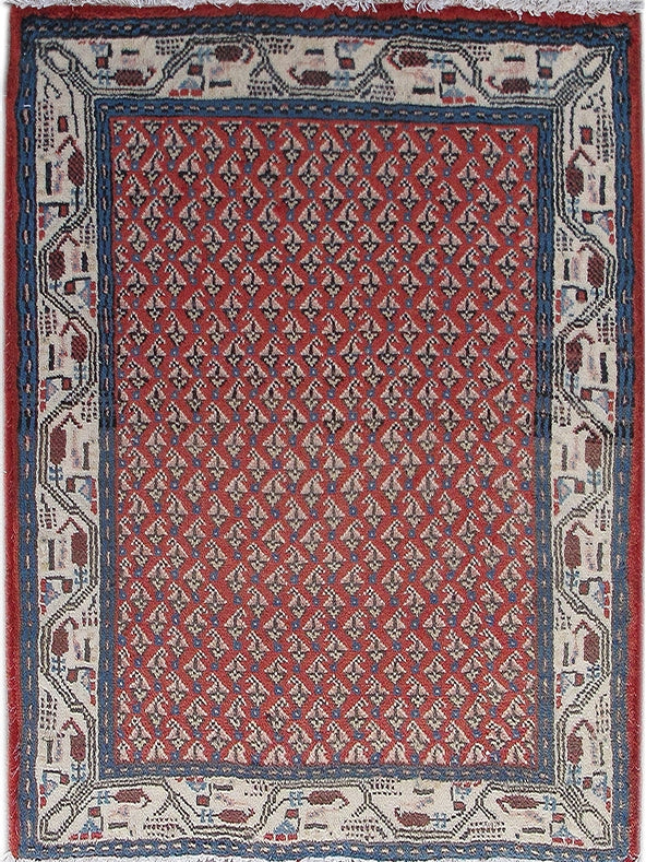 2' x 3' Orange Persian Hamadan Rug