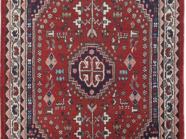 3' x 3' Red Persian Abadeh Rug