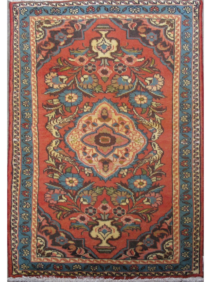 3' x 4' Orange Persian Hamadan Rug