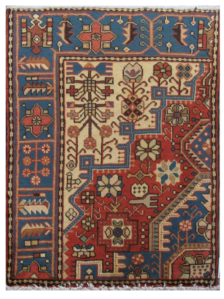 3' x 3' Red Persian Hamadan Rug