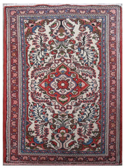 3' x 4' Ivory Persian Hamadan Rug