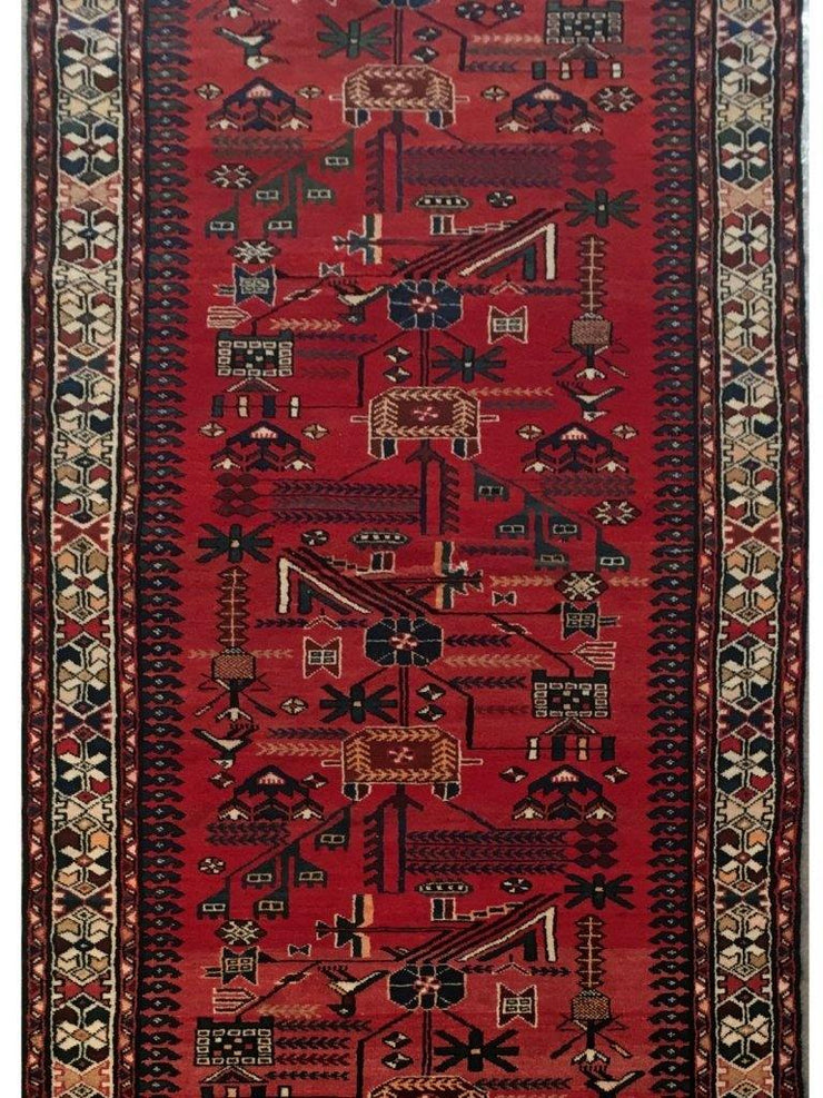 4x10 Authentic Hand-knotted Persian Hamadan Rug - Iran - bestrugplace