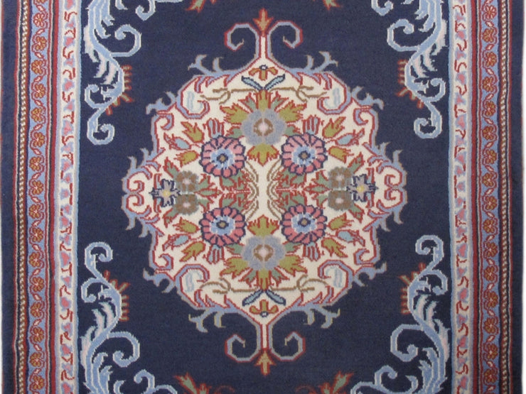 2' x 3' Navy Blue Persian Kashan Rug