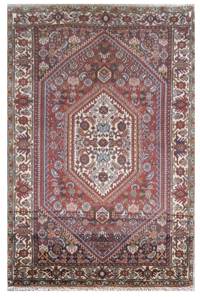 3' x 4' Red Persian Zanjan Rug