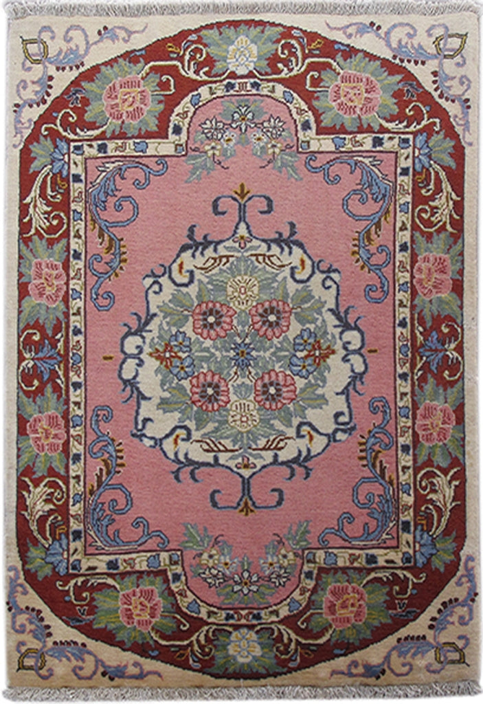 2' x 3' Salmon Color Persian Kashan Rug